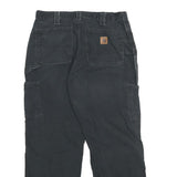 CARHARTT Mens Cotton Black Loose Straight Trousers W33 L30 Workwear Durable Zip