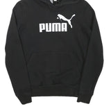 PUMA Womens Black Hoodie S Cotton Blend Pullover Logo Sweatshirt