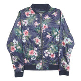 JACK WOLFSKIN Womens Blue Floral Bomber Jacket S Polyester Lightweight Zip
