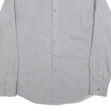CALVIN KLEIN Mens Grey & White Striped Shirt L Classic Button Up Cotton Blend