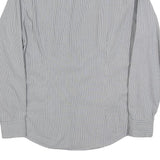 CALVIN KLEIN Mens Grey & White Striped Shirt L Classic Button Up Cotton Blend