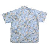 KAMP SHIRT Mens Blue Floral Cotton Hawaiian Shirt L Casual Summer Beachwear