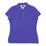TOMMY HILFIGER Womens Blue Polo Shirt Short Sleeve XL Cotton Blend Casual