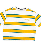 STARTER Mens White & Yellow Striped Classic T-Shirt L Short Sleeve Crew Neck