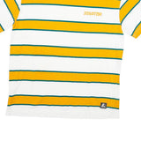 STARTER Mens White & Yellow Striped Classic T-Shirt L Short Sleeve Crew Neck