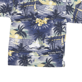 TOMMY BAHAMA Mens Blue & Yellow Hawaiian Print Short Sleeve Polo Shirt S Island