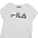 FILA Womens Grey Cotton Blend T-Shirt S Short Sleeve Round Neck Logo Print
