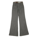 HKR Womens Grey Cotton Blend Regular Fit Flared Trousers W26 L33 Zip Closure