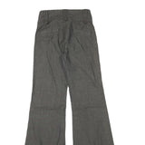 HKR Womens Grey Cotton Blend Regular Fit Flared Trousers W26 L33 Zip Closure