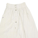 MARSHAL Womens Cream Button Front Midi Woven Skater Skirt XS Pockets Casual