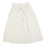 MARSHAL Womens Cream Button Front Midi Woven Skater Skirt XS Pockets Casual