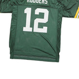 NFL Mens Green & Yellow Football Shirt L Short Sleeve V-Neck Rodgers 12 Jersey