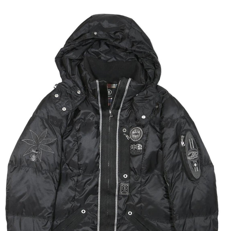 BOGNER Womens Black Polyester Blend Puffer Jacket S Zip Hooded Sporty Style