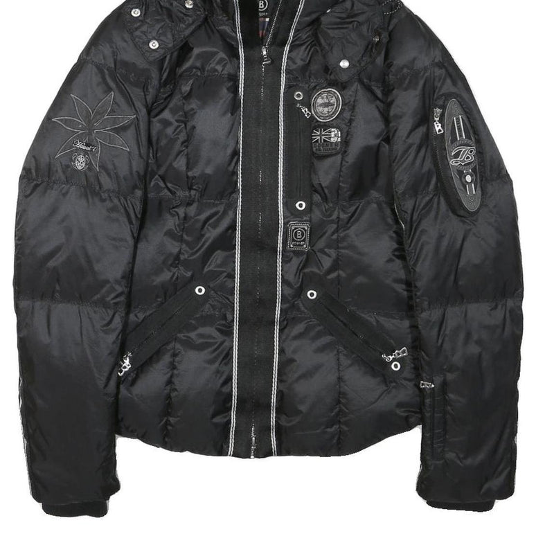 BOGNER Womens Black Polyester Blend Puffer Jacket S Zip Hooded Sporty Style