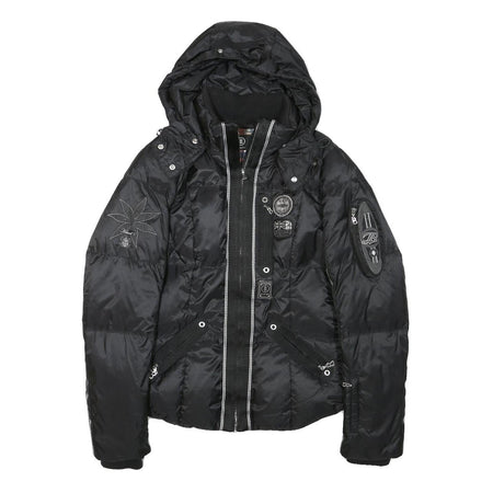 BOGNER Womens Black Polyester Blend Puffer Jacket S Zip Hooded Sporty Style