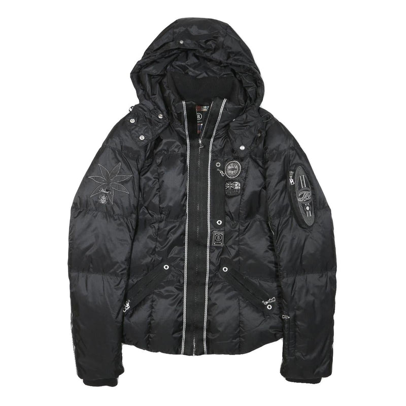 BOGNER Womens Black Polyester Blend Puffer Jacket S Zip Hooded Sporty Style