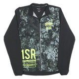 REEBOK Mens Black Grey B3R Print Activewear Jacket S Polyester Zip