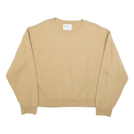 CHAMPION Womens Beige Crew Neck XL Cotton Blend Sweatshirt Pullover