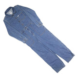 LEE Womens Blue Denim Cotton Blend Playsuit S Button Closure Collar Pockets