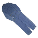 LEE Womens Blue Denim Cotton Blend Playsuit S Button Closure Collar Pockets