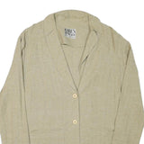 CAREN PFLEGER Womens Beige Linen Button Jacket L Relaxed Plain Lightweight