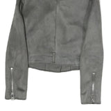 ZARA Womens Grey Suede Biker Jacket XS Polyester Zip Buttons Cropped Style