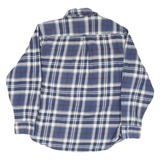 JACHS Mens Blue & White Check Shirt M Cotton Blend Casual Button Front