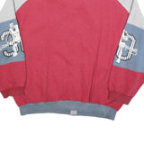 Mens Red & Grey Cotton Blend Zip Jacket XL Colourblock Graphic Casual