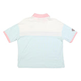 LEVI'S Womens White & Green & Pink Cotton Blend Short Sleeve Polo Shirt S Tennis