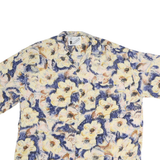 GOOUCH Mens Cream & Blue Floral Cotton Shirt M Summer Casual Beachwear