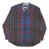 NAUTICA Mens Red & Green Plaid Shirt 2XL Cotton Blend Button Up Long Sleeve