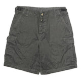 Mens Grey Cargo Shorts M W34 Polyester Casual Pockets Adjustable Waist