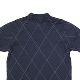 NAUTICA Mens Navy Blue Argyle Short Sleeve Polo Shirt L Cotton Blend Casual