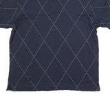 NAUTICA Mens Navy Blue Argyle Short Sleeve Polo Shirt L Cotton Blend Casual