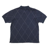 NAUTICA Mens Navy Blue Argyle Short Sleeve Polo Shirt L Cotton Blend Casual