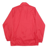 SPORTS MASTER Mens Red Nylon Button Jacket S Plain Lightweight Casual Outerwear