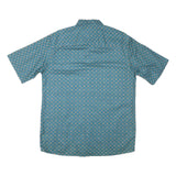 HONOURS Mens Blue Pattern Shirt L Cotton Blend Button Short Sleeve