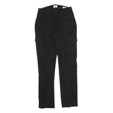 C&A Mens Cotton Blend Black Slim Cargo Trousers W30 L32 Smart Casual Zip Closure
