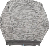 NIKE Mens Grey Blue Printed Jacket L Polyester Blend Zip Hooded Regular Fit