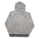 NIKE Mens Grey Blue Printed Jacket L Polyester Blend Zip Hooded Regular Fit