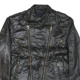 WILSON Womens Black Leather Biker Jacket M Zip Soft Real Stylish Zipped