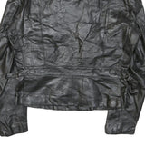 WILSON Womens Black Leather Biker Jacket M Zip Soft Real Stylish Zipped