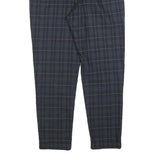 ZARA MAN Mens Cotton Blend Navy Blue Slim Tapered Trousers W32 L27 Checked