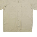 DICKIES Mens Beige Cotton Short Sleeve Shirt L Button Pocket Workwear