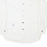 LEE Womens White Cotton Blend Button Jacket M Plain Casual Classic Workwear