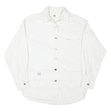 LEE Womens White Cotton Blend Button Jacket M Plain Casual Classic Workwear