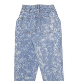 REWORK Womens Classic Blue Denim Stone Wash Jeans W26 L32 High Waist Button