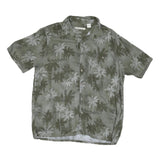 BATIC BAY Mens Green Rayon Hawaiian Shirt L Relaxed Fit Tropical Palm Print