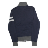 NAUTICA Mens Navy & Grey Tommy Hilfiger Patterned Jumper Collared Full Zip