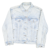LEVI'S Womens Blue Light Acid Wash Denim Jacket M Cotton Blend Button Closure
